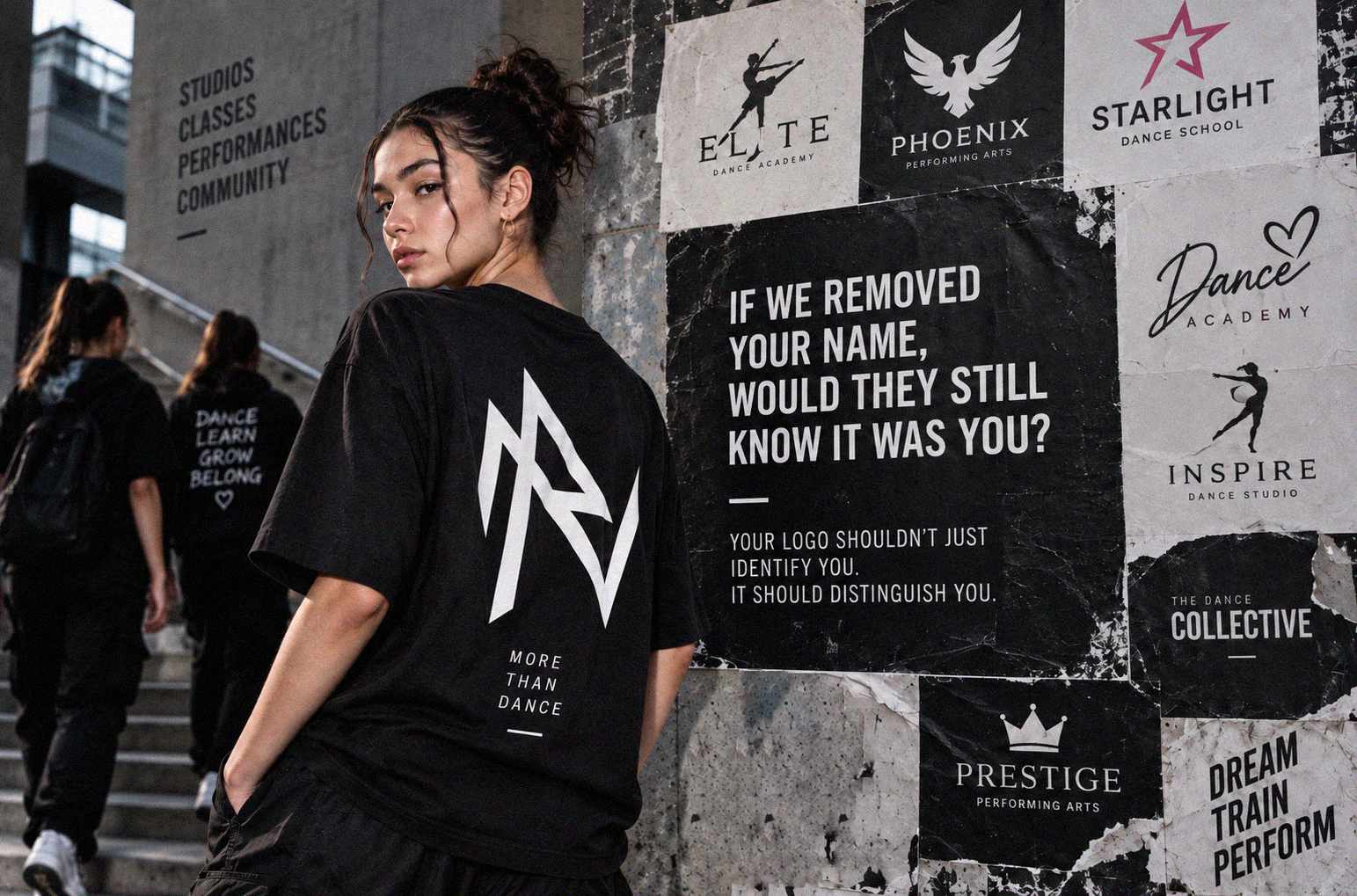 Dance school logo and brand identity showing the importance of visual differentiation